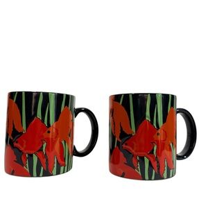VTG Otagiri Fish Bouquet Black Orange Coffee Tea Mugs By T
Taylor Set Of 2 Japan